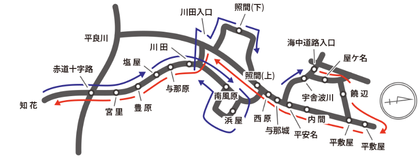 無料巡回バス 与勝コース 案内図